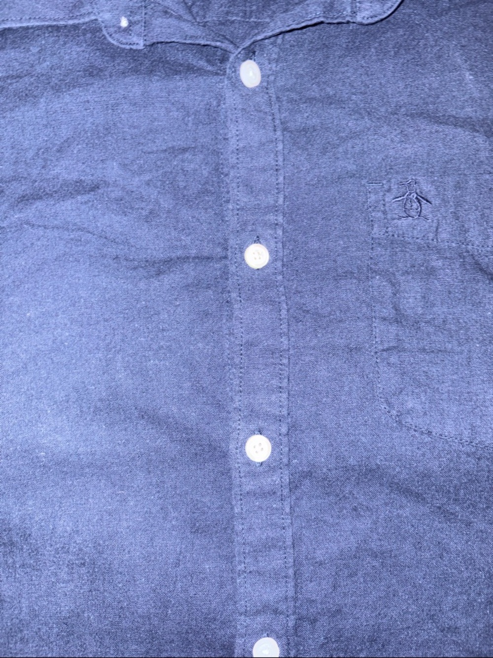 Original Penguin Navy Short-Sleeve Button-Down Shirt | Large - Picture 4 of 4